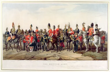 Uniformes del Ejército Británico, grabado por J. Morris, 1859